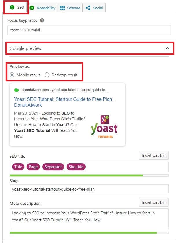 Yoast SEO Tutorial 3: Preview with Google