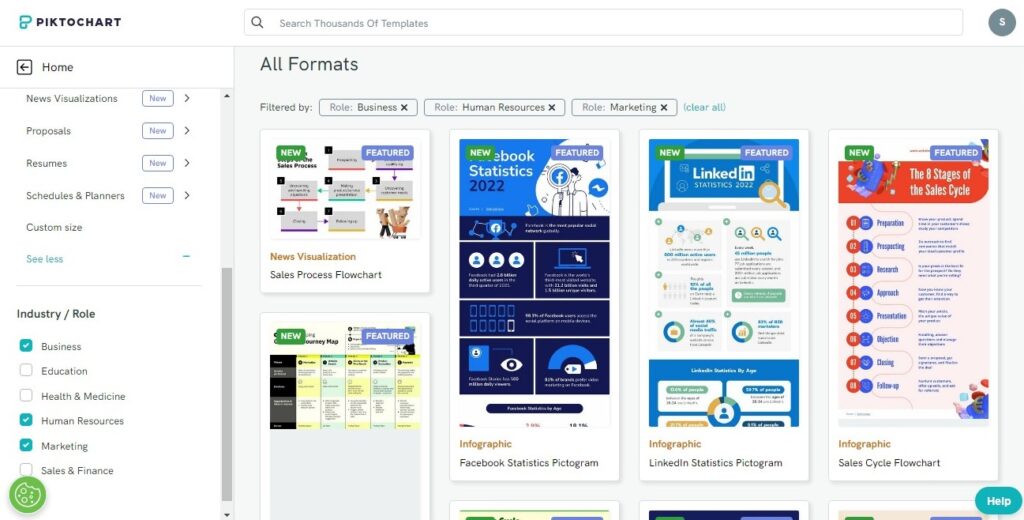 Piktochart templates to choose from